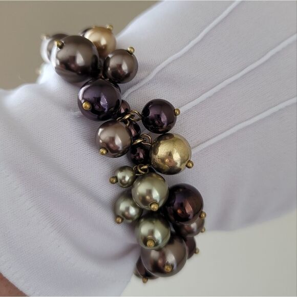 Bracelet Bauble Stretch Deep Plum, Bronze, Brown & Gold Baubles Bracelet #0049 - Picture 7 of 11